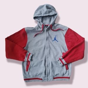 Nike Jordan | Varsity Snap Hoodie Sweatshirt Jacket Blue Jumpman Size L